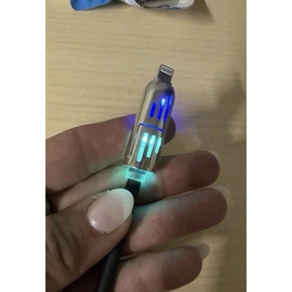 2 Pk 4 in 1 USB RBG Charging Cable USB-A/Type-C/Lighting Fast Data Sync 80